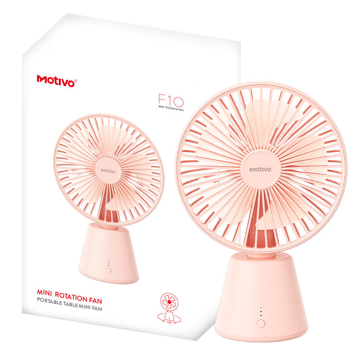 Motivo Portable Fan F10 Pink 3000 Mah Mini Rotation Fan