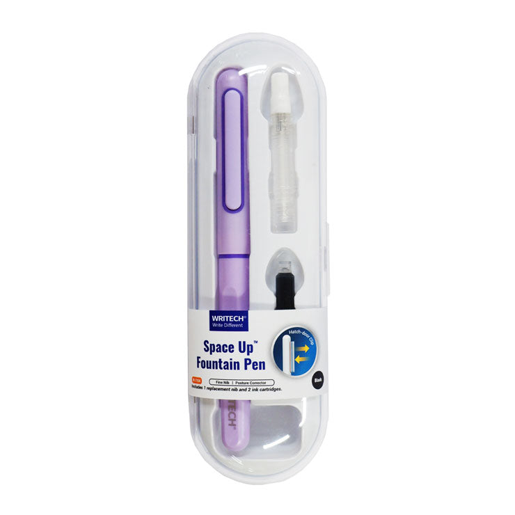 Writech Space Up Fountain Pen Set With 2 Refills & 1 Backup Tip W-7154 Purple Barrel+Black Ink