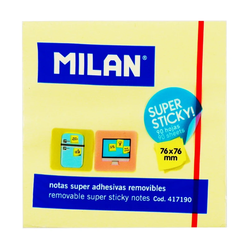 Milan Sticky Notes 76x76mm 90Sheets Light Yellow - School Supplies