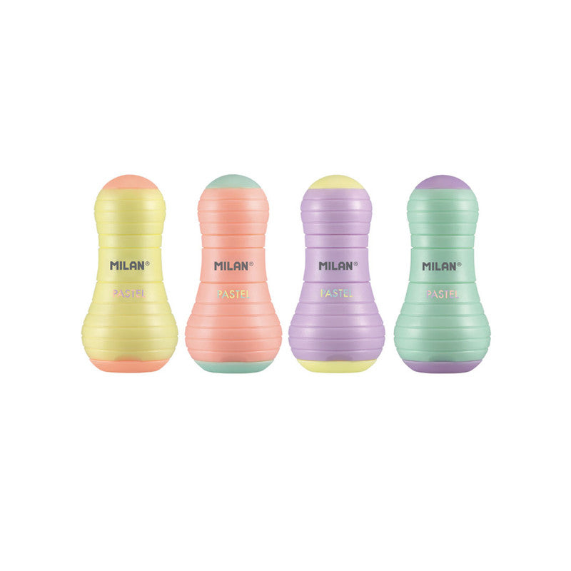 Milan One-Hole Sharpener Sway with Eraser Purple Yellow Orange Green Pastel Series 4723112