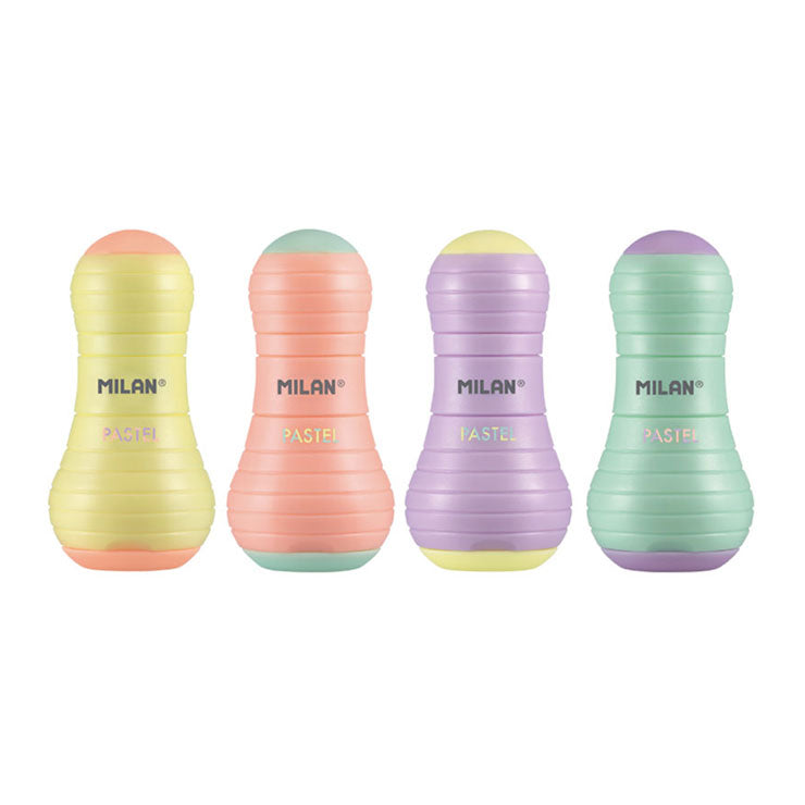 Milan One-Hole Sharpener Sway with Eraser Purple Yellow Orange Green Pastel Series 4723112