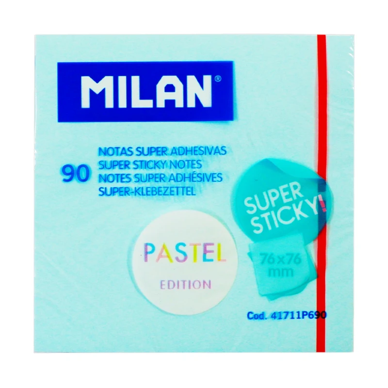 Milan Sticky Notes 76x76mm 90Sheets Pastel Blue - School Supplies