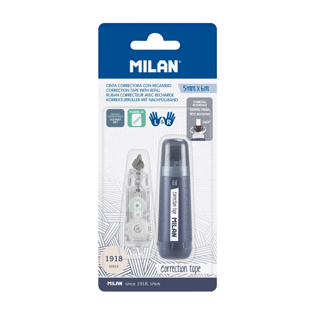 Milan Refillable Correction Tape With Refill Navy Blue 5mmx6M Bwm10478B - School & Office Supplies