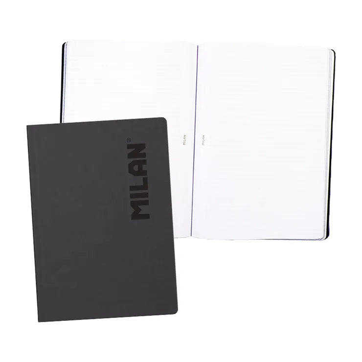 Milan Padded Notebook Black 48S Hard Cover A4