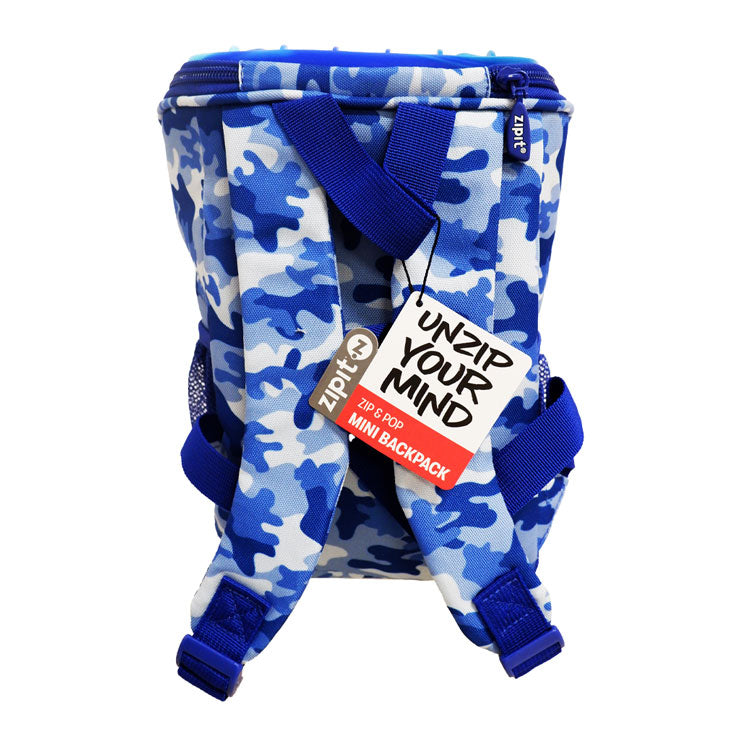 Zipit Mini Backpack ZPMB-3 Blue Camo Zip and Pop - Backpacks - Gift Items for Kids