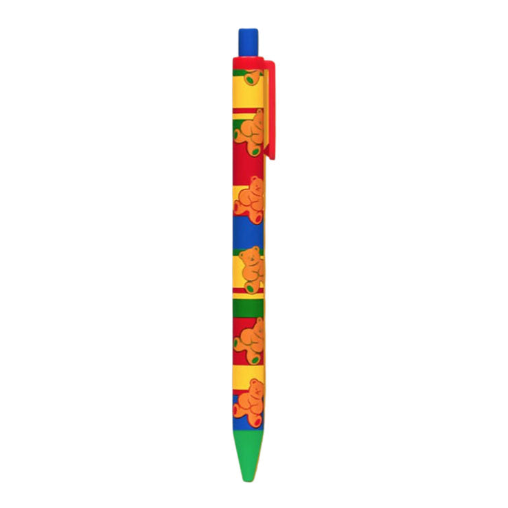 Wiggle Wiggle Pattern Ballpoint Pen, Black Teddy Bear
