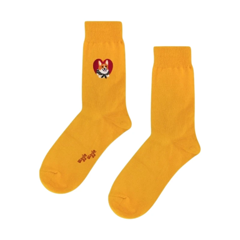 Wiggle Wiggle Embroidery Socks, Welsh Corgi
