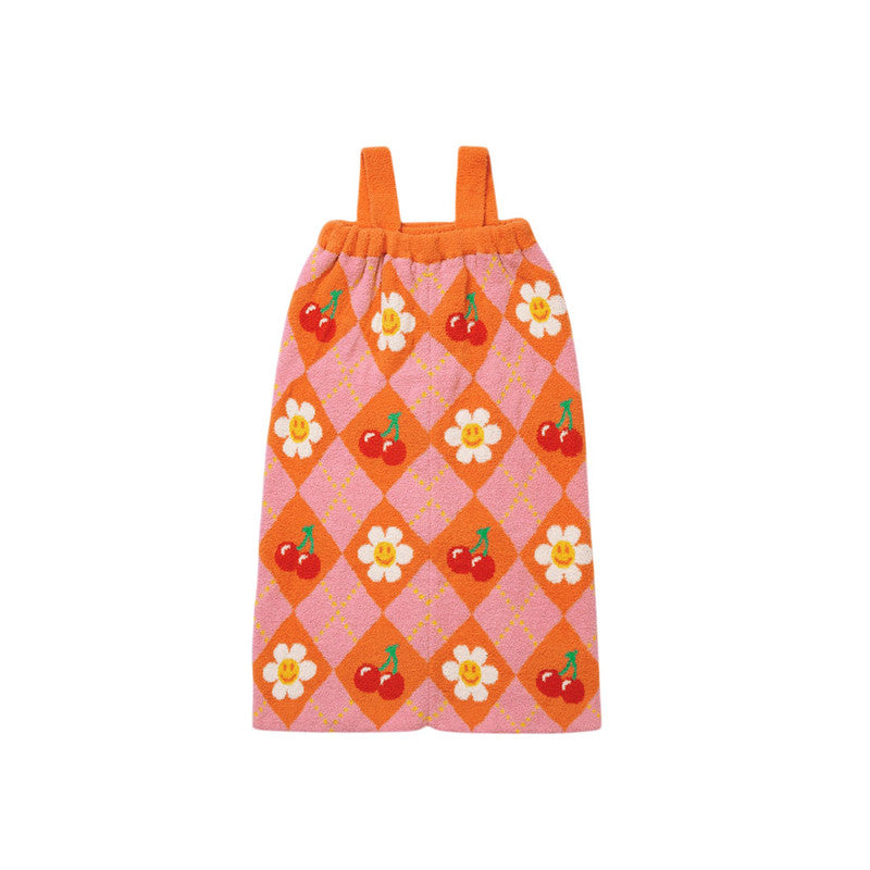 Wiggle Wiggle Bath Wrap Towel, Smile Cherry Argyle