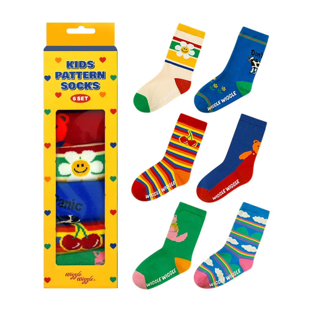 Wiggle Wiggle Kids Pattern 6 pieces Set Daily Kids Socks