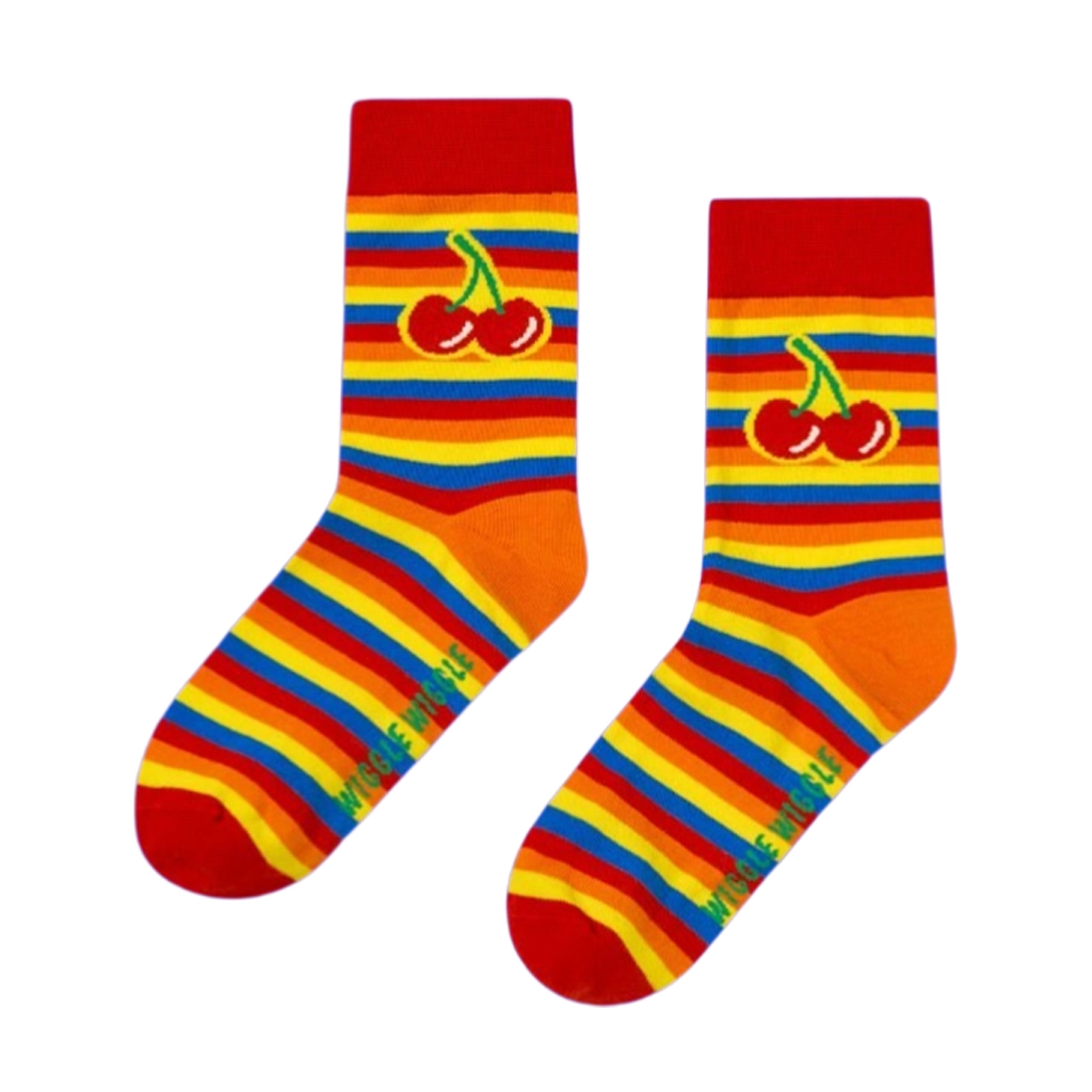 Wiggle Wiggle Pattern Socks, Cherry