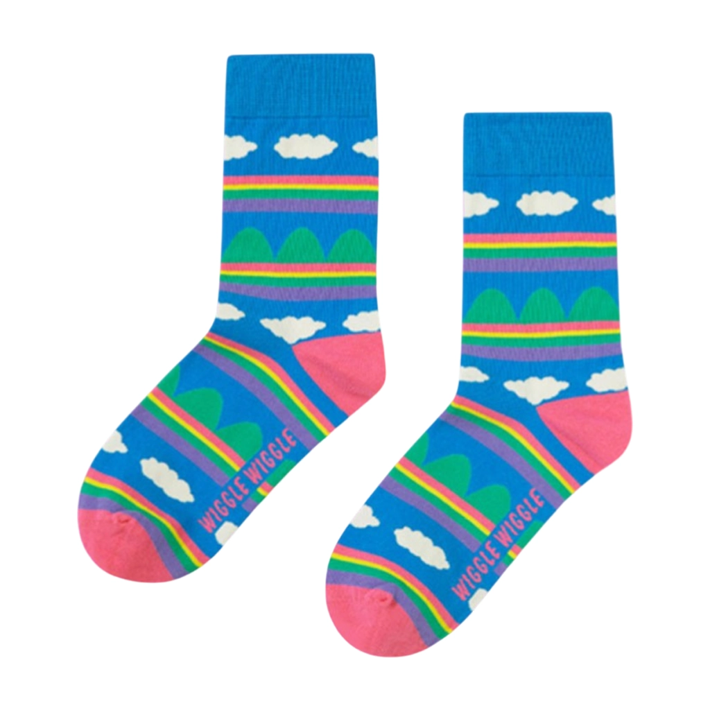 Wiggle Wiggle Pattern Socks, Cotton Cloud