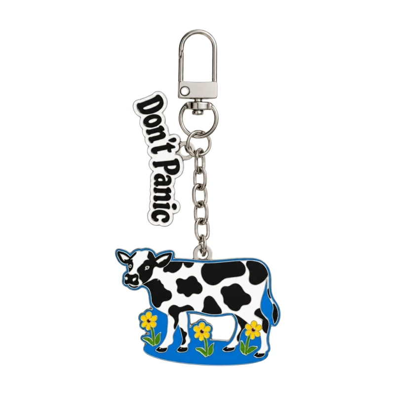 Wiggle Wiggle Metal Charm Keyring, Don't Panic