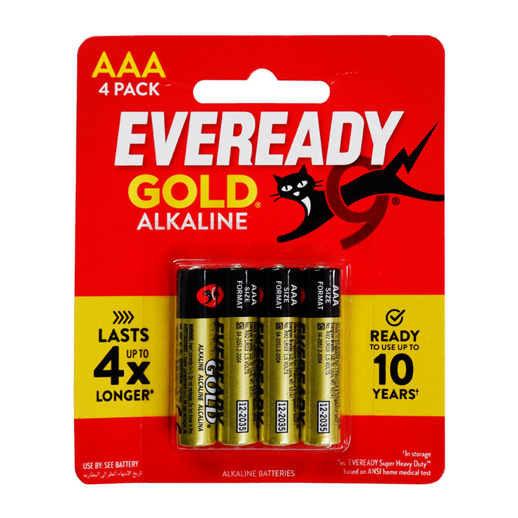 Eveready Battery AAA Gold 4's A92BP4 - School & Office Supplies