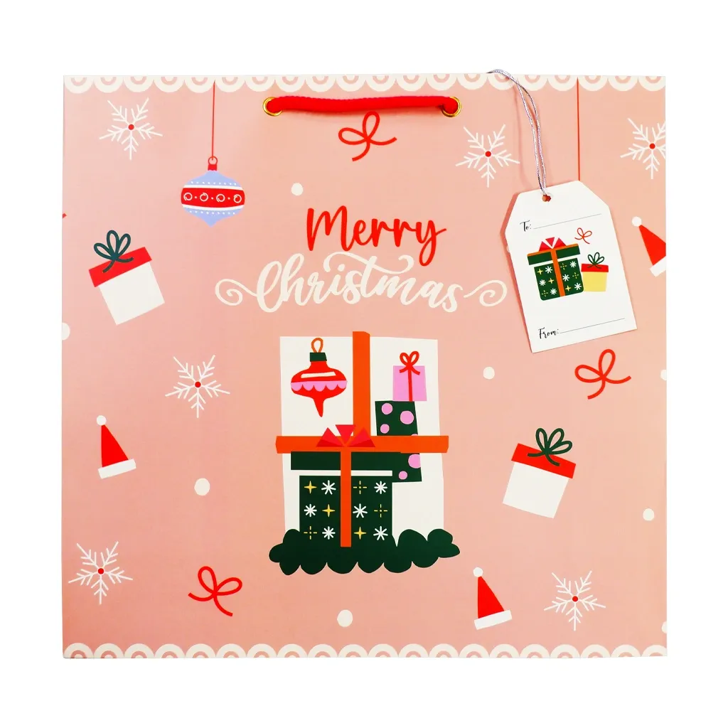 Best Buy Printed Gift Bag Christmas Medium Merry Christmas Text & Window 30x30cm xmgbm47