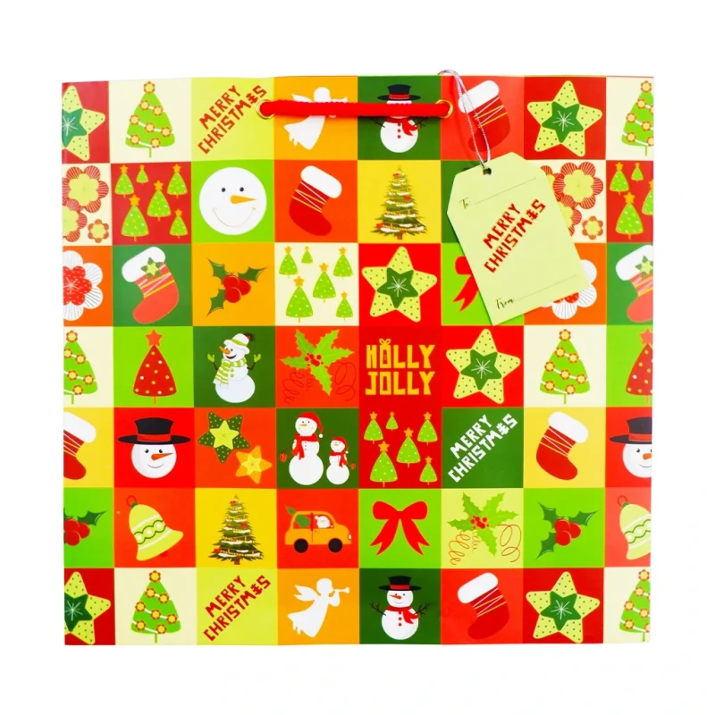 Best Buy Printed Gift Bag Christmas Medium Christmas Stuffs with Gift Tags 30x30cm xmgbm51