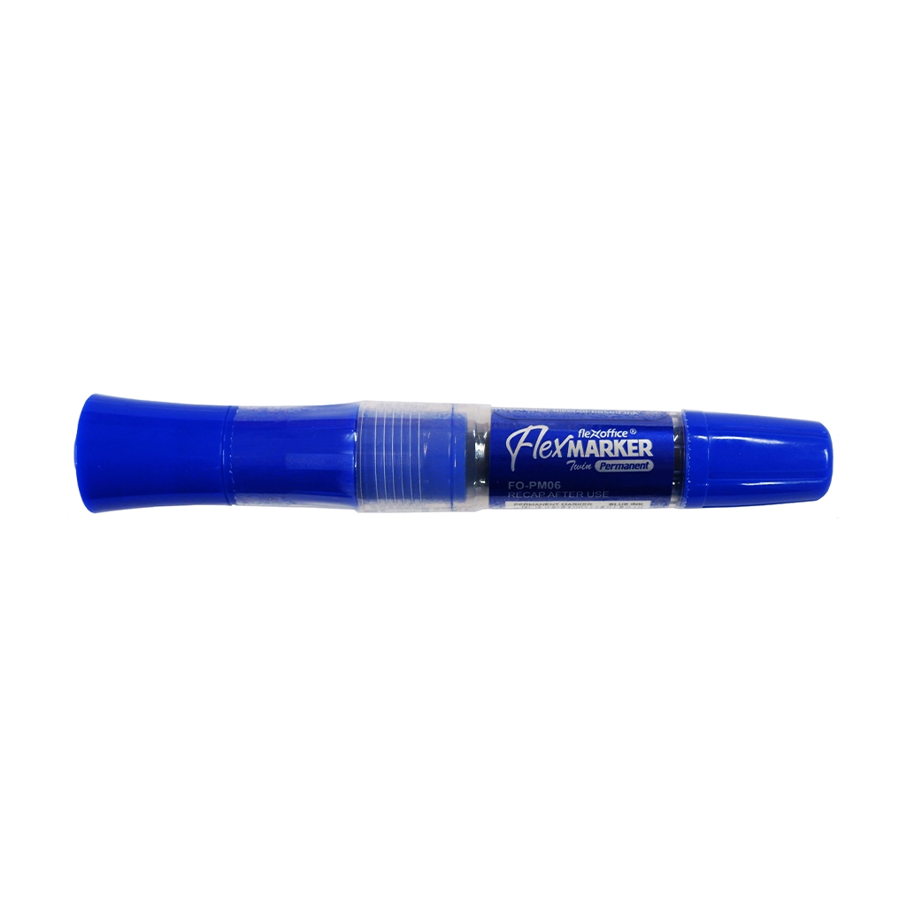 Flex Office Permanent Marker Dual Tip Refillable Blue FO-Pm06 - School & Office Supplies
