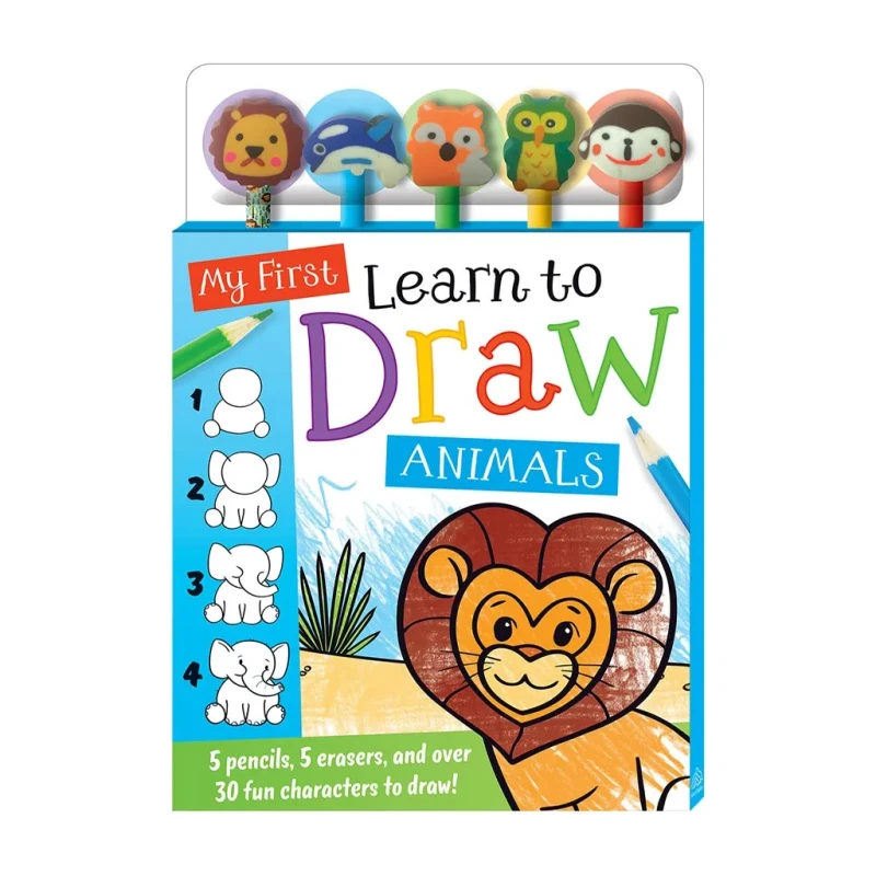 My First Learn To Draw Animals 5-Pencil And Eraser Set - Trade Paperback - Children's Books