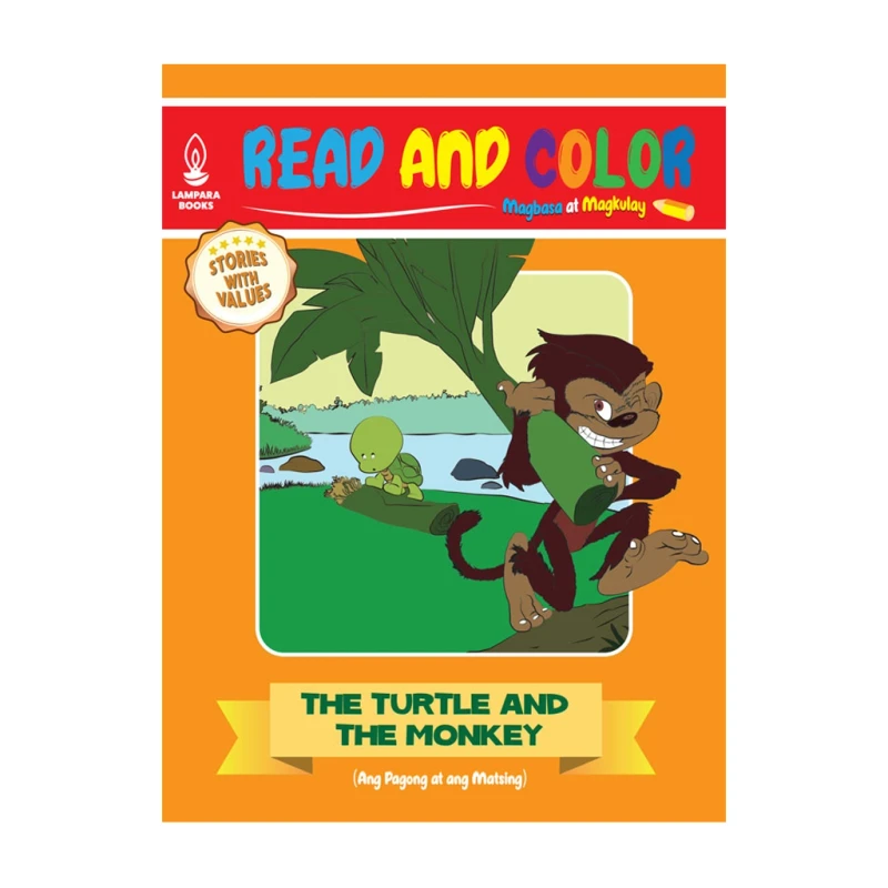 Lampara Read And Color: The Turtle And The Monkey - Trade Paperback - Coloring Books for Kids