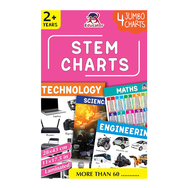 Stem Charts Jumbo Charts Set of 4 - Learning Aids for Kids