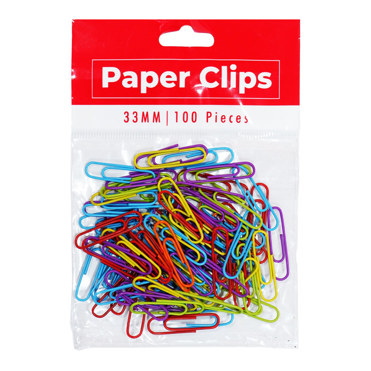 Best Buy Clip Paper Plastic 33mm 100 Pieces, Assorted Colors - School & Office Supplies