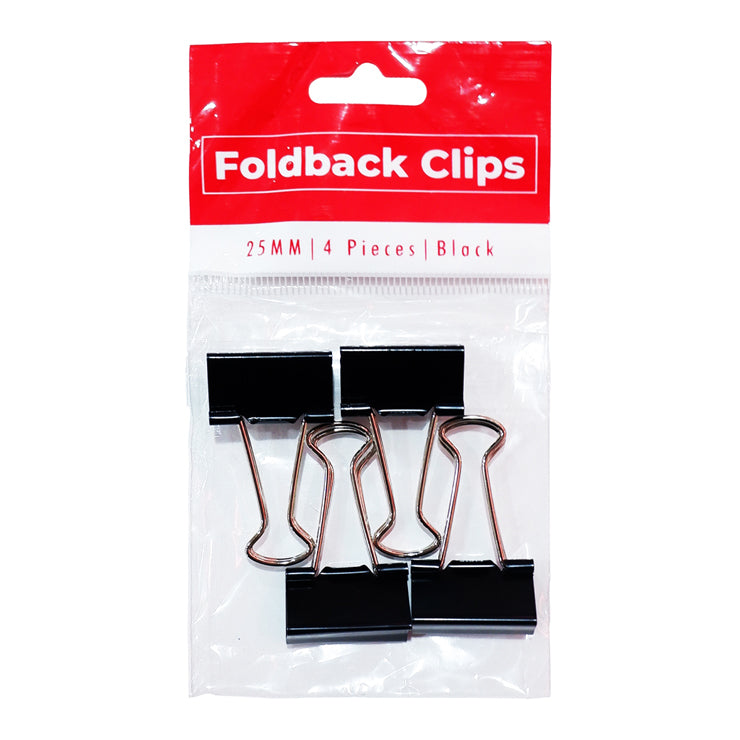 Best Buy Clip Foldback 1 Inches 4 Pieces 25mm, Black - School & Office Supplies
