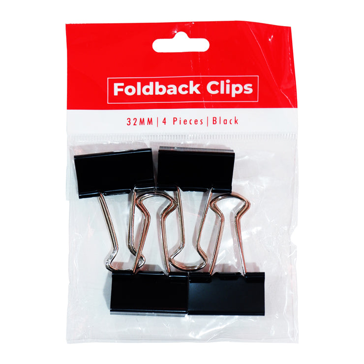 Best Buy Clip Foldback 1.25 Inches 4 Pieces 32mm, Black - School & Office Supplies