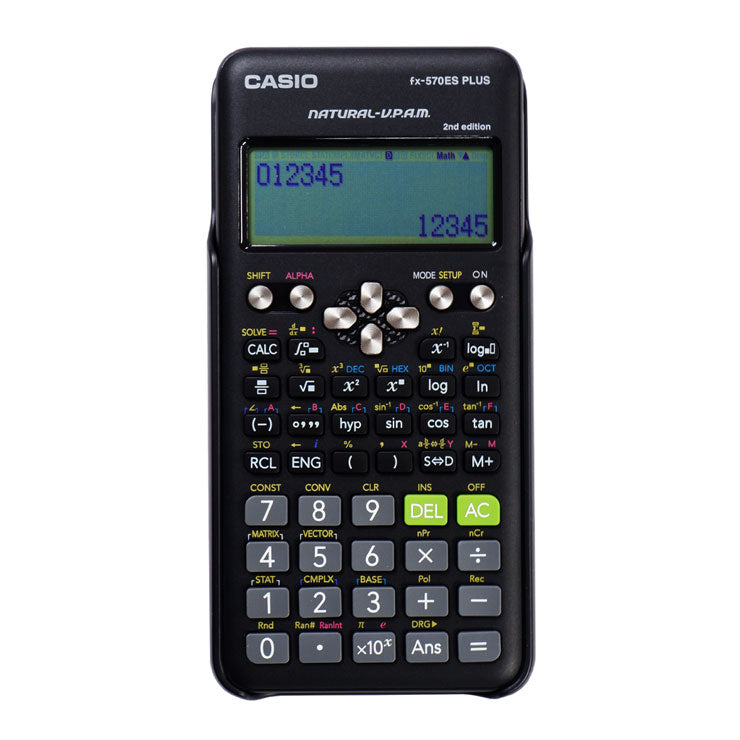 Casio Scientific Calculator 417 Functions V2 Battery Operated AAA FX570ES, Black - School Supplies