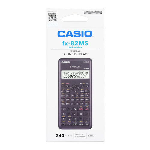 Casio Scientific Calculator FX82MS Black 240 Functions 2nd edition Battery Operated 2 Line Display