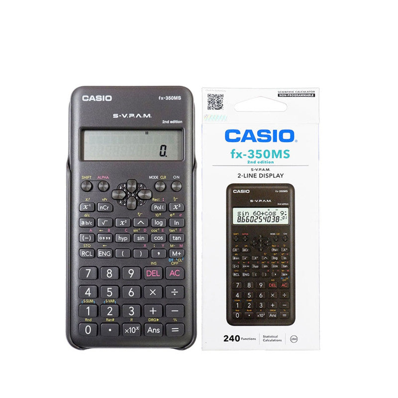 Casio Scientific Calculator FX350MS Black 240 Functions 2nd edition Battery Operated 2 Line Display