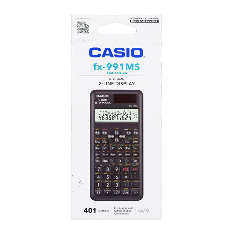 Casio Scientific Calculator FX991MS Black 401 Functions 2nd edition Battery Operated 2 Line Display
