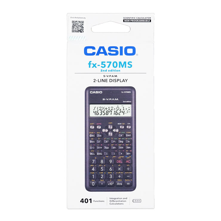 Casio Scientific Calculator FX570MS, Black - School Essentials