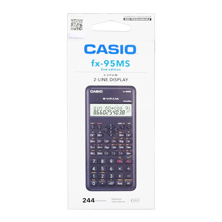 Casio Scientific Calculator FX95MS Black 244 Functions 2nd edition Battery Operated 2 LINE Display