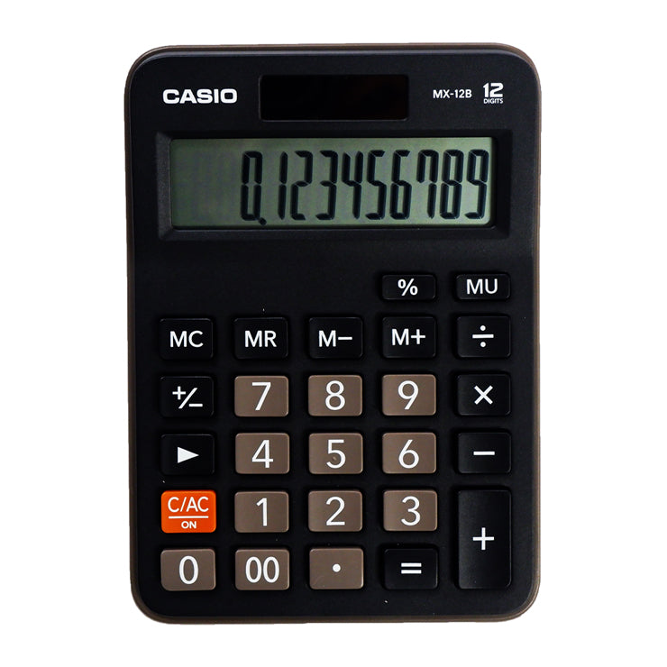Casio Desktop Calculator MX12B Mt Black 12 Digits Dual Power - School & Office Equipment
