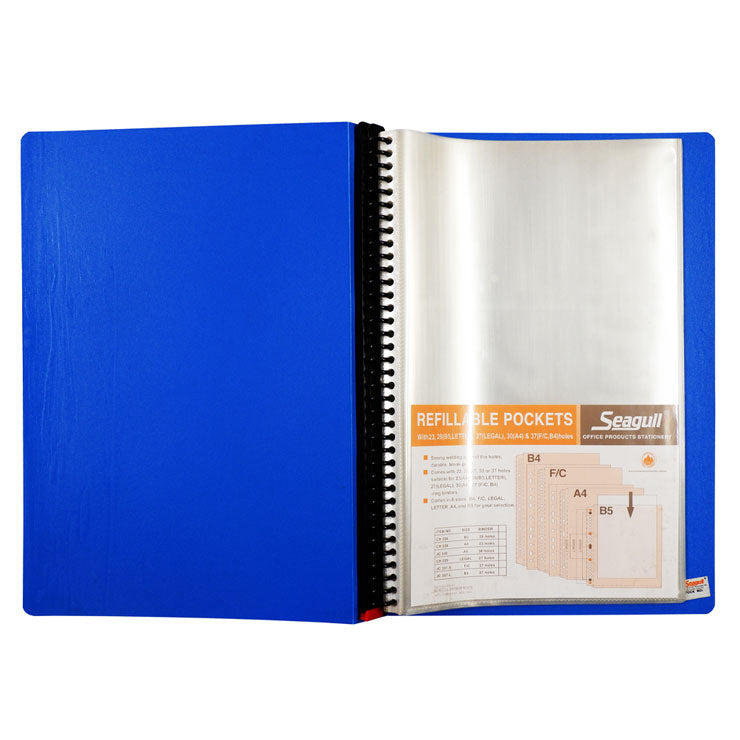 Seagull Clearbook Refillable JC9037 Long 20 sheets 37 Holes, Blue- Filing Supplies - Office Supplies