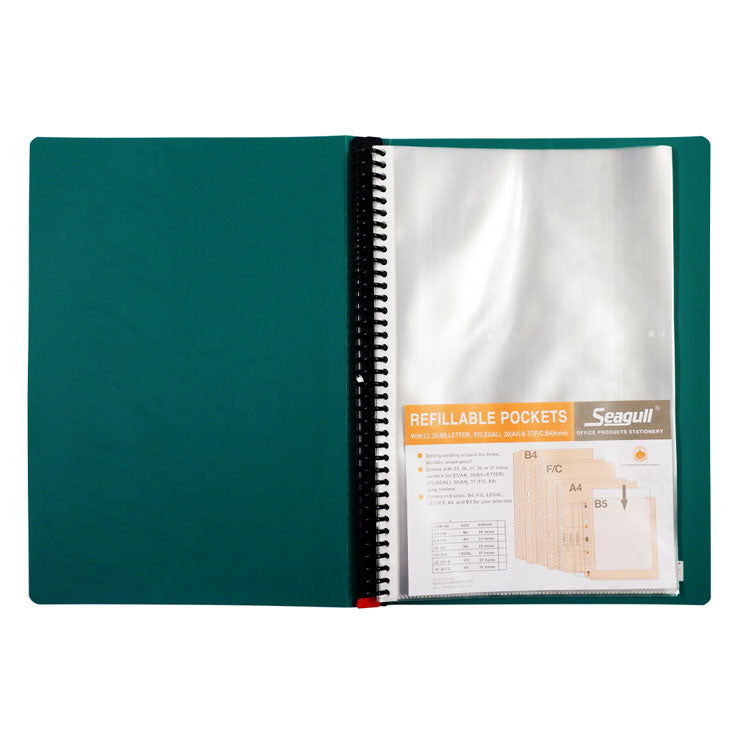 Seagull Clearbook Refillable Long 20 sheets 37 Holes, Green - Filing Supplies - Office Supplies