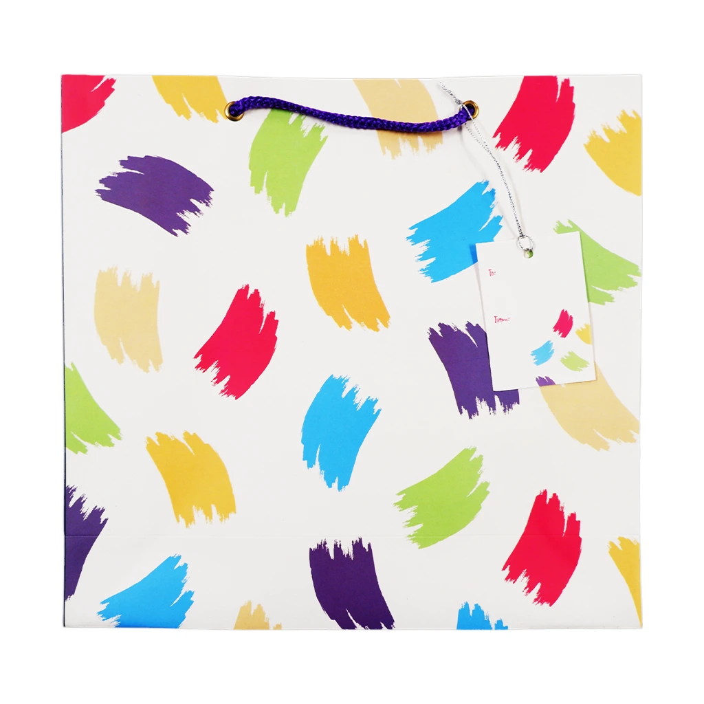 Printed Gift Bag Everyday Medium Brush Strokes Glossy