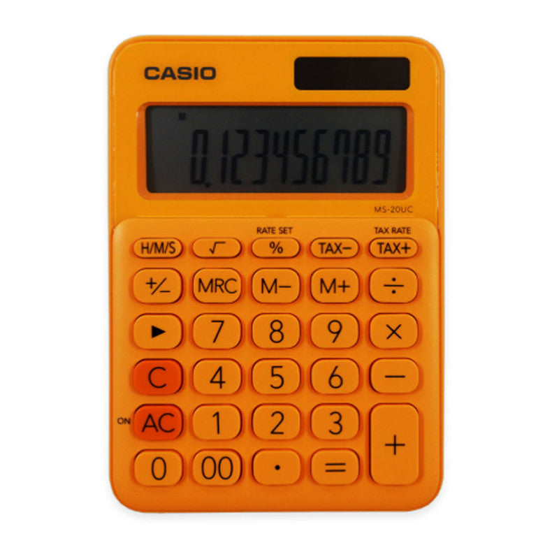 Casio Desktop Calculator 12 Digits Dual Power MS20UC, Orange