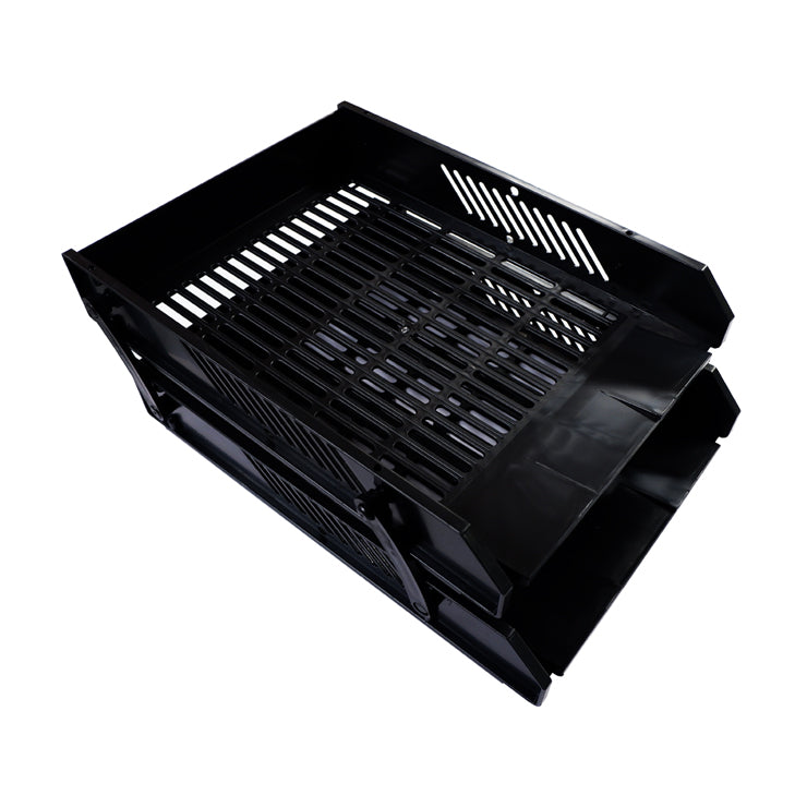 Seagull Desk Tray 10421 Long 2 Layer, Black - Desk Sorters & Trays