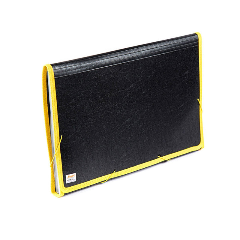 Seagull Expanding Files BLK4301 Long 12 Pockets Garter Lock with Tab Side Lining Yellow