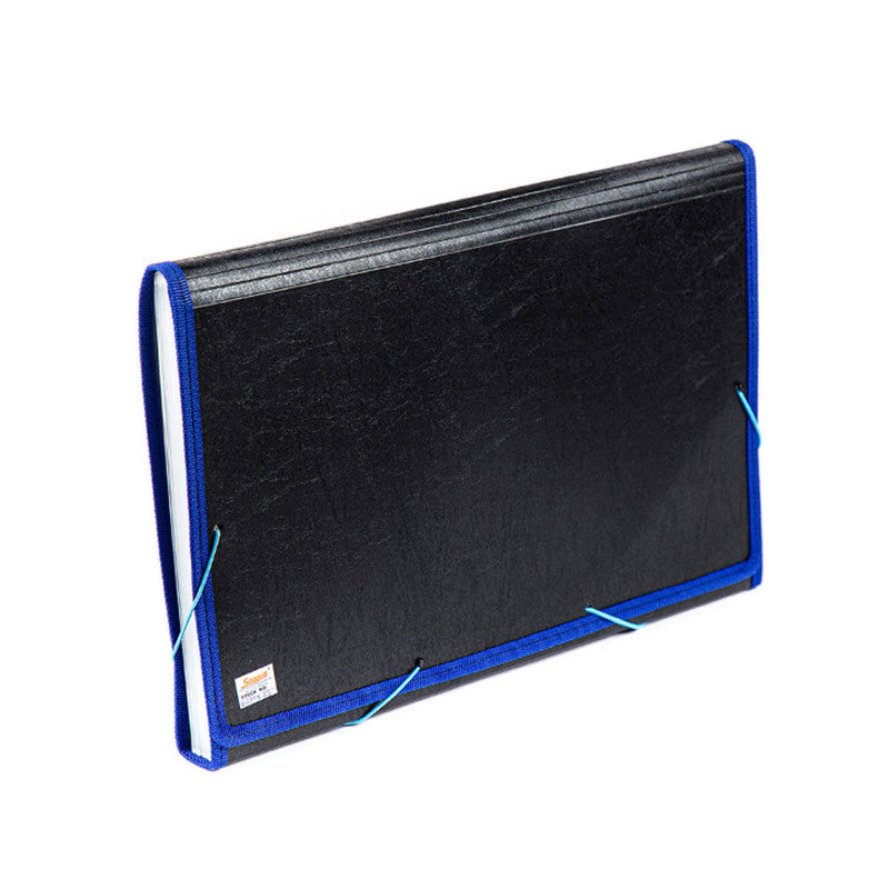 Seagull Expanding Files Long 12 Pockets Garter Lock with Tab Side Lining BLK4301 Dark Blue