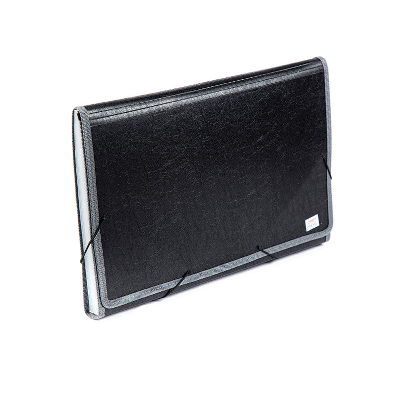 Seagull Expanding Files Long 12 Pockets Garter Lock with Tab Side Lining BLK4301 Smoke