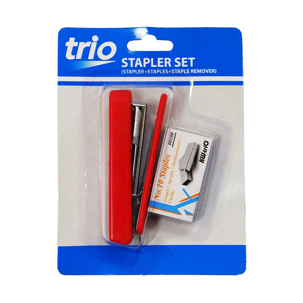 Trio Stapler Set No.10 With Staple Wire Red 4011 - School & Office Supplies
