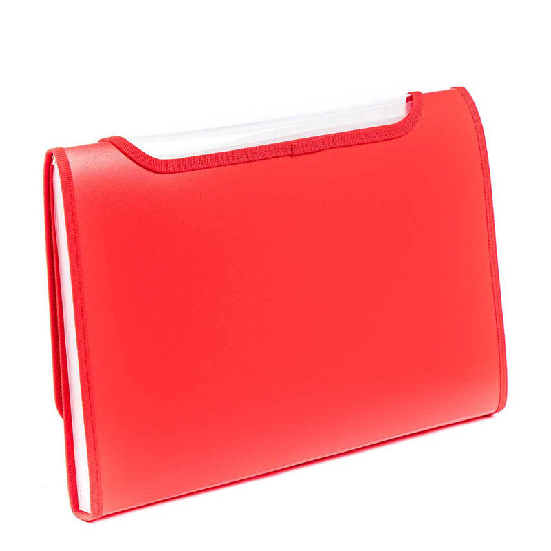 Seagull Expanding File EZ4301 Long 12pockets Middle Garter Lock with Tab Red