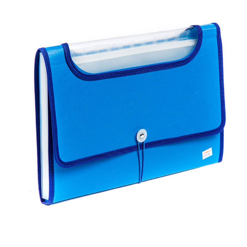 Seagull Expanding File Long 12 Pockets Middle Garter Lock with Tab EZ4301 Dark Blue