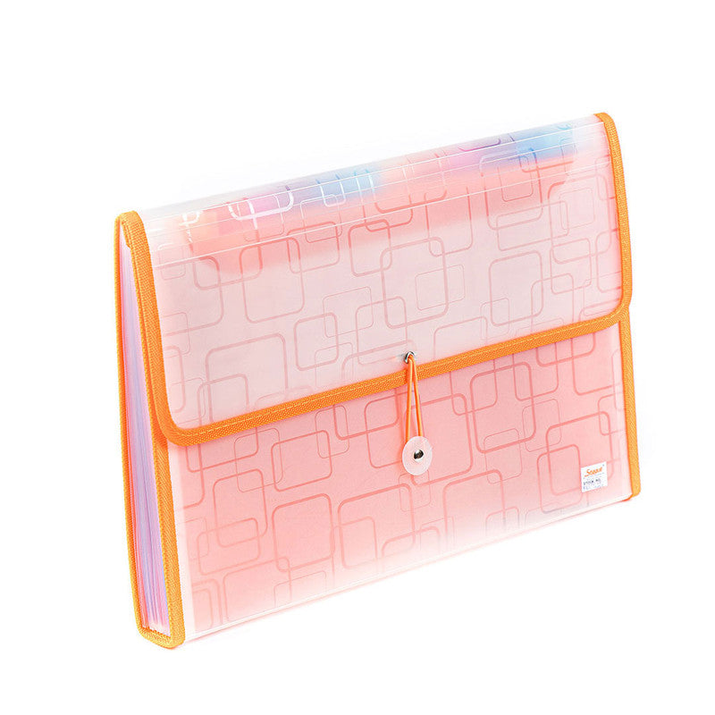 Seagull Expanding File Long 12 Pockets Garter Lock w/ Tab Transparent Colored Lining PZT4301 Orange