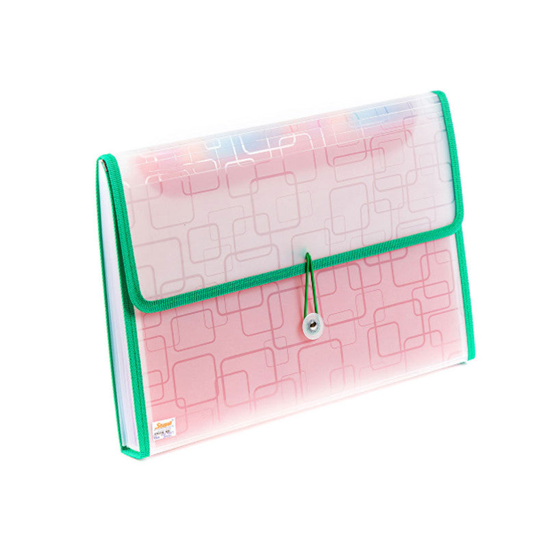 Seagull Expanding File Long 12 Pockets Garter Lock w/ Tab Transparent Colored Lining PZT4301 Green