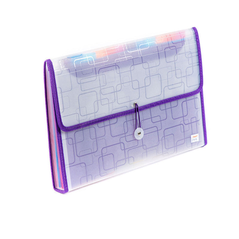 Seagull Expanding File Long 12 Pockets Garter Lock w/ Tab Transparent Colored Lining PZT4301 Violet
