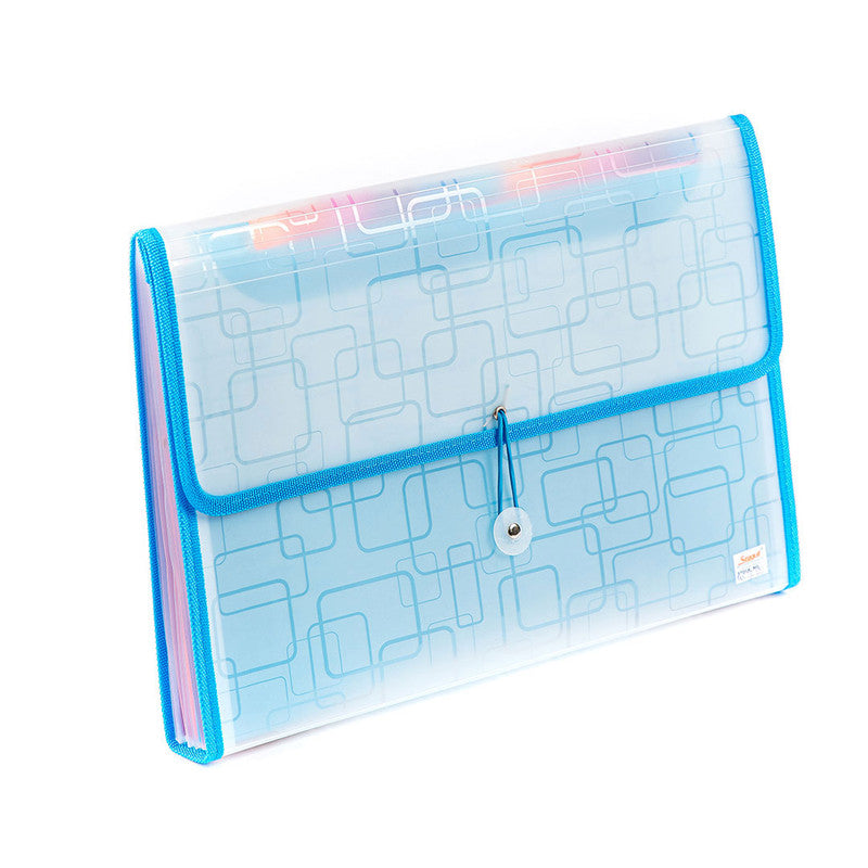 Seagull Expanding File Long 12 Pockets Garter Lock with Tab Transparent Colored PZT4301 Light Blue