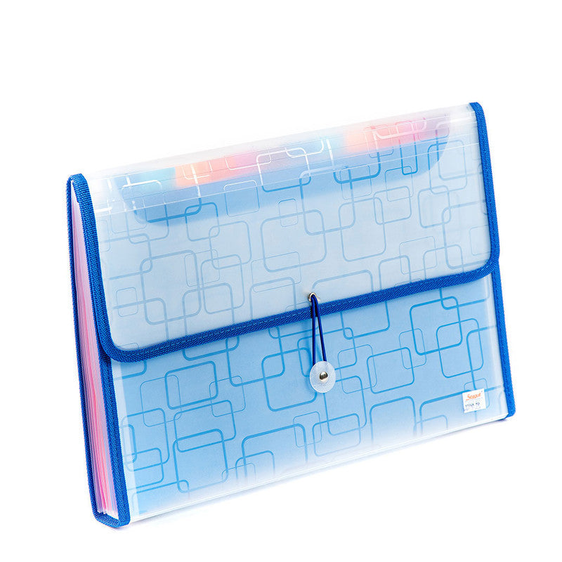 Seagull Expanding File Long 12 Pockets Garter Lock with Tab Transparent Colored PZT4301 Dark Blue