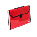 Seagull Expanding File with Handle Long 12 Pockets Push Lock with Tab Black Lining B4301 Red